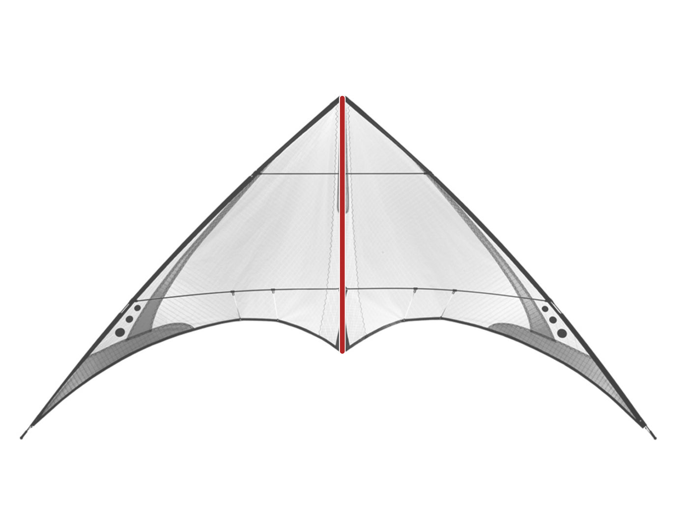 Diagram showing location of the 4-D Spine on the kite.