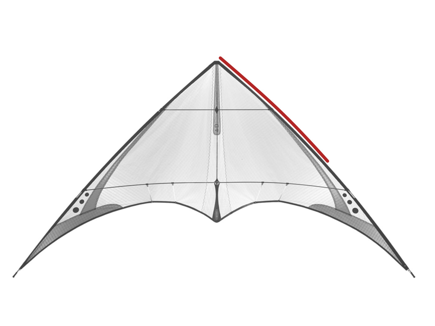 Diagram showing location of the 4-D Upper Leading Edge on the kite.