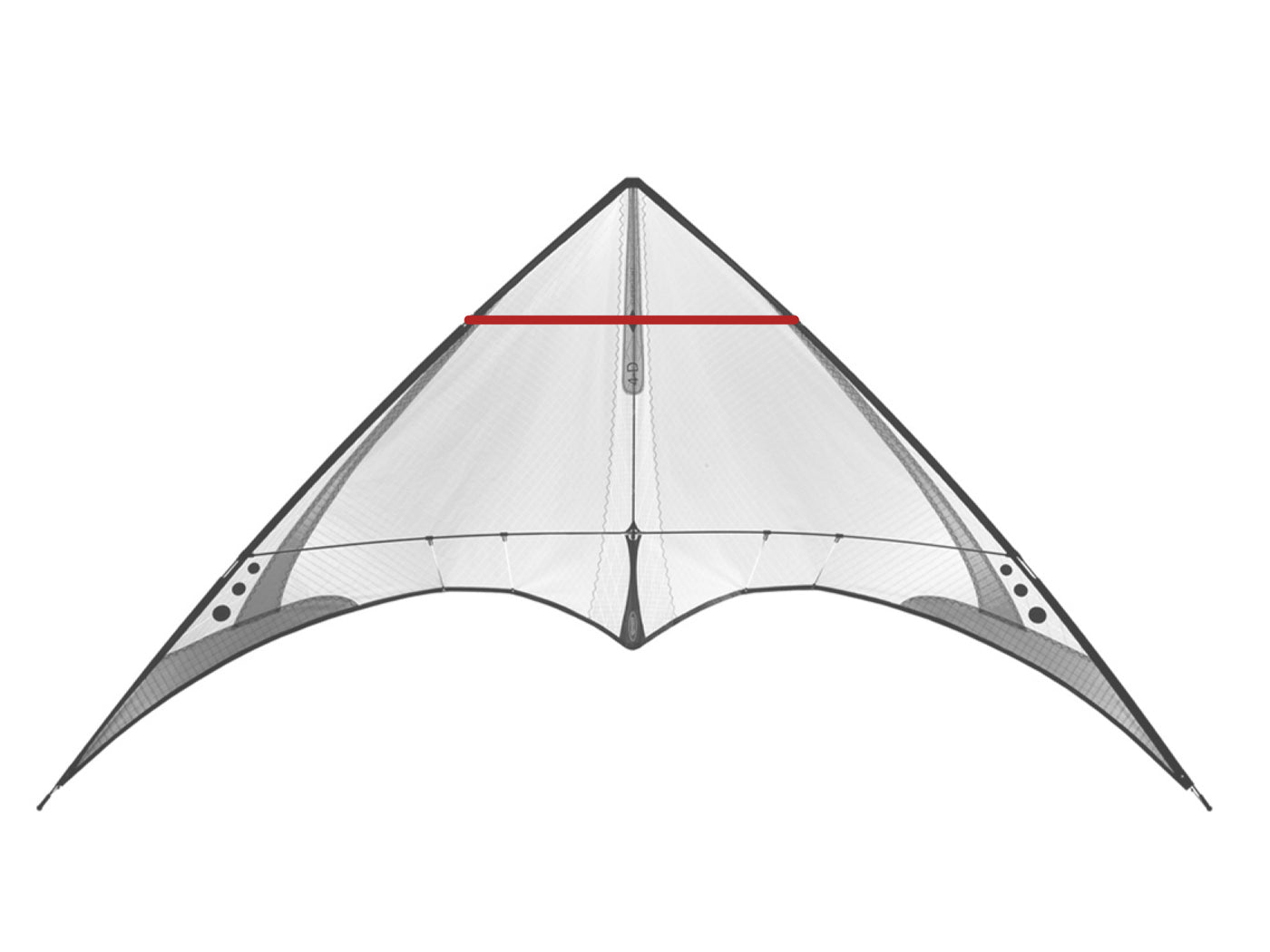 Diagram showing location of the 4-D Upper Spreader on the kite.