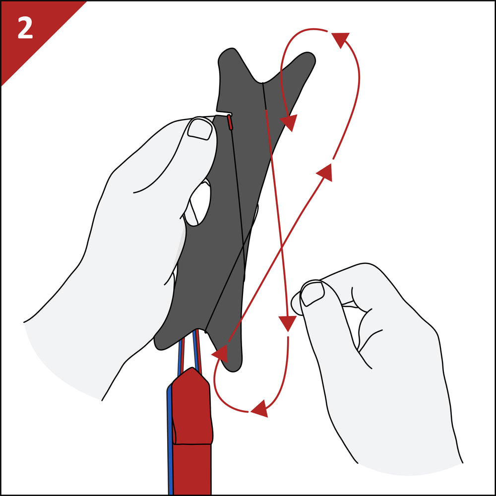 Step 2: wind both lines together in a figure-eight pattern.