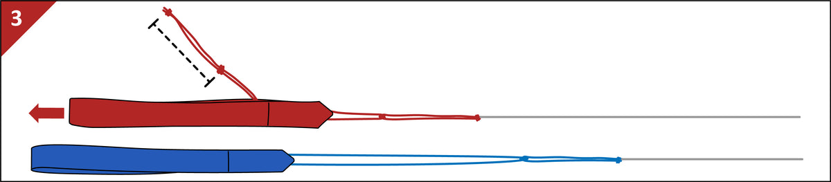 Tie a new overhand knot in the adjustment pigtail and reseat the wrist strap.