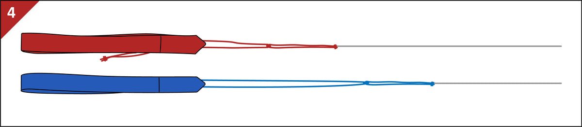 Compare both wrist straps again to confirm the flying lines are even.
