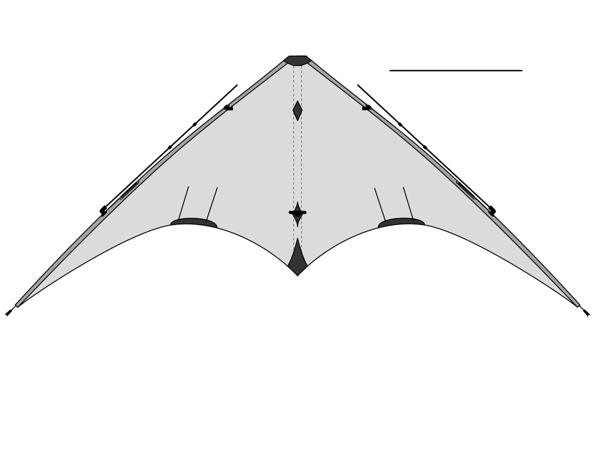 Lower spreaders folded against the leading edges