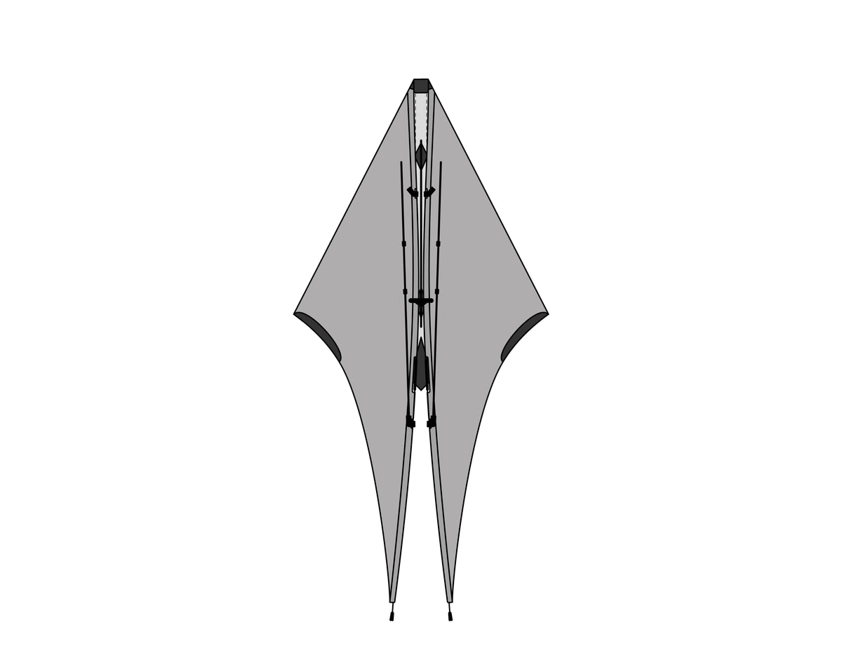 Both leading edges gathered against the spine