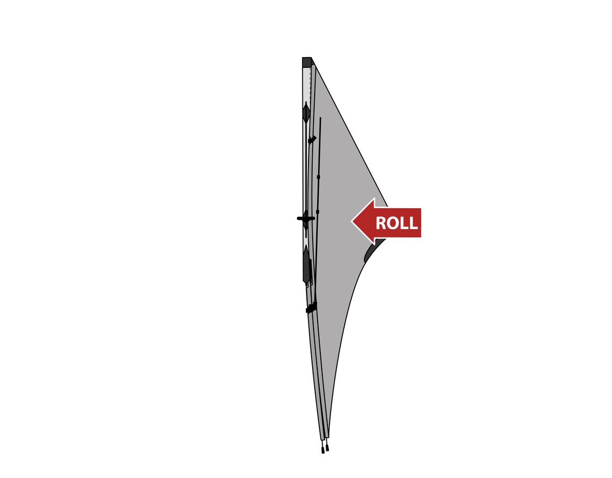 Roll the loose sail around the rods