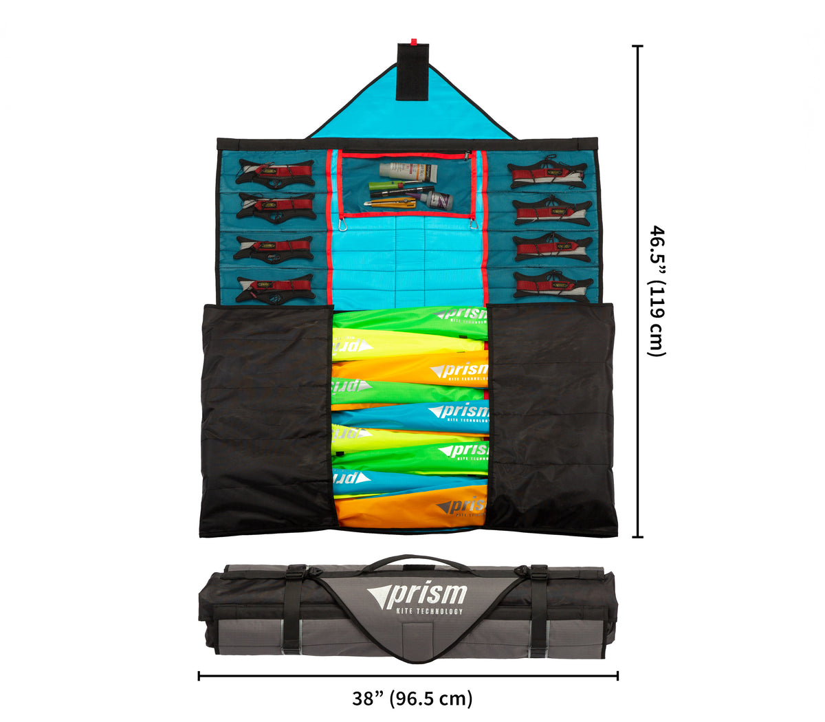 LaunchPad half length configuration with both kite ends secured beneath the groundcloth flaps