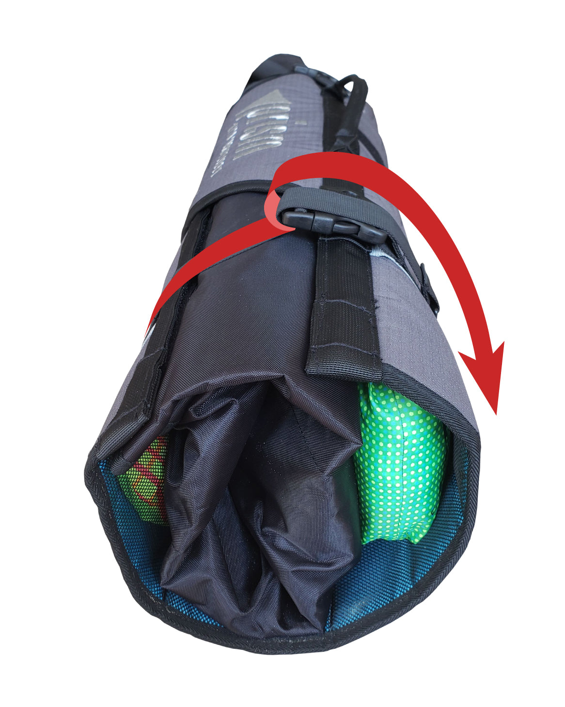 Extra secure setup: strap passes over the buckle before the G-hook is secured