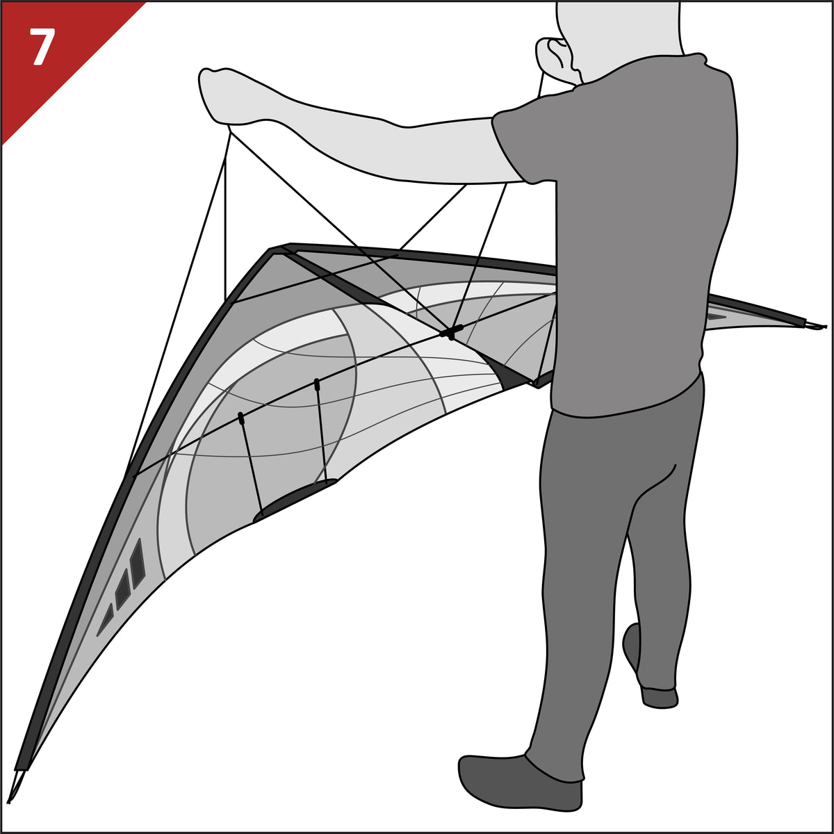 Check kite symmetry and that the bridle runs clear
