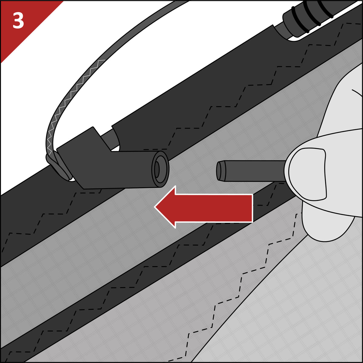 Insert the unmarked lower spreader end into the leading edge fitting