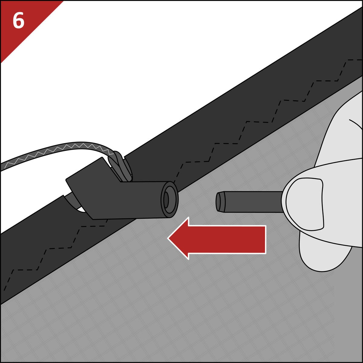 Insert the upper spreader into both leading edge fittings
