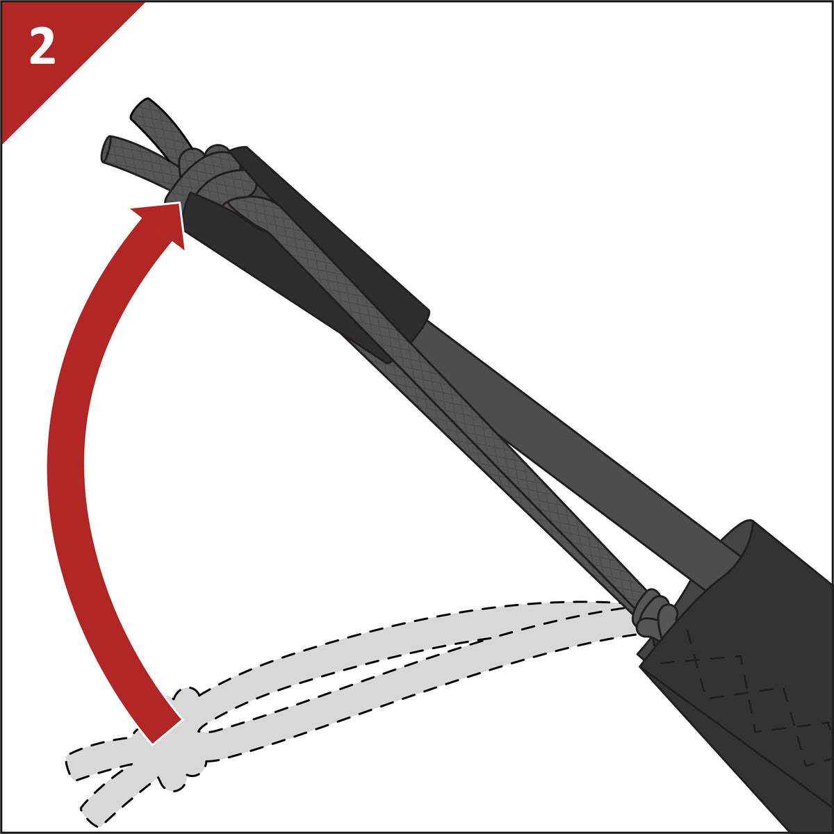 Secure the wingtip elastic and knot in the nock