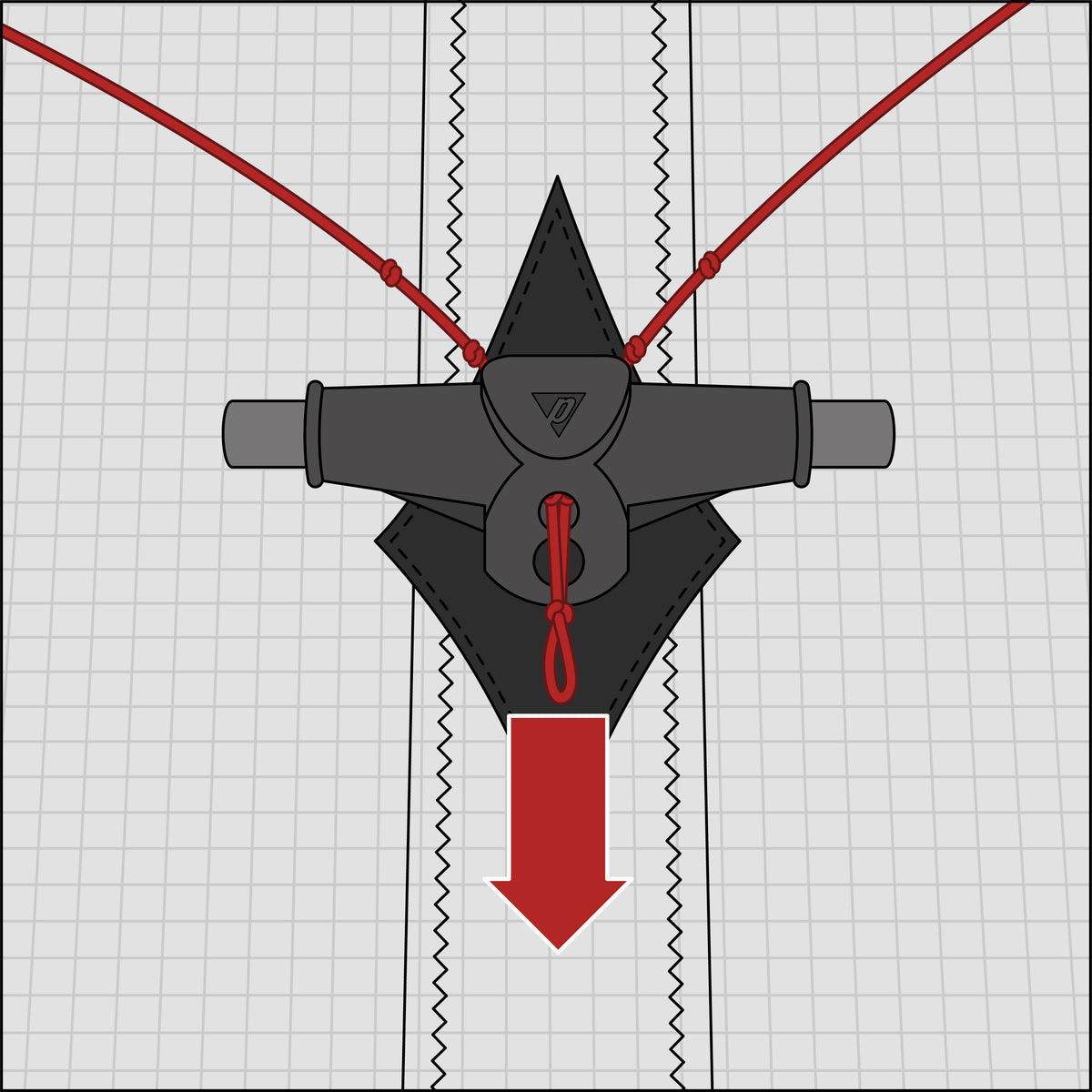 Pull loop to free knot from knot cup