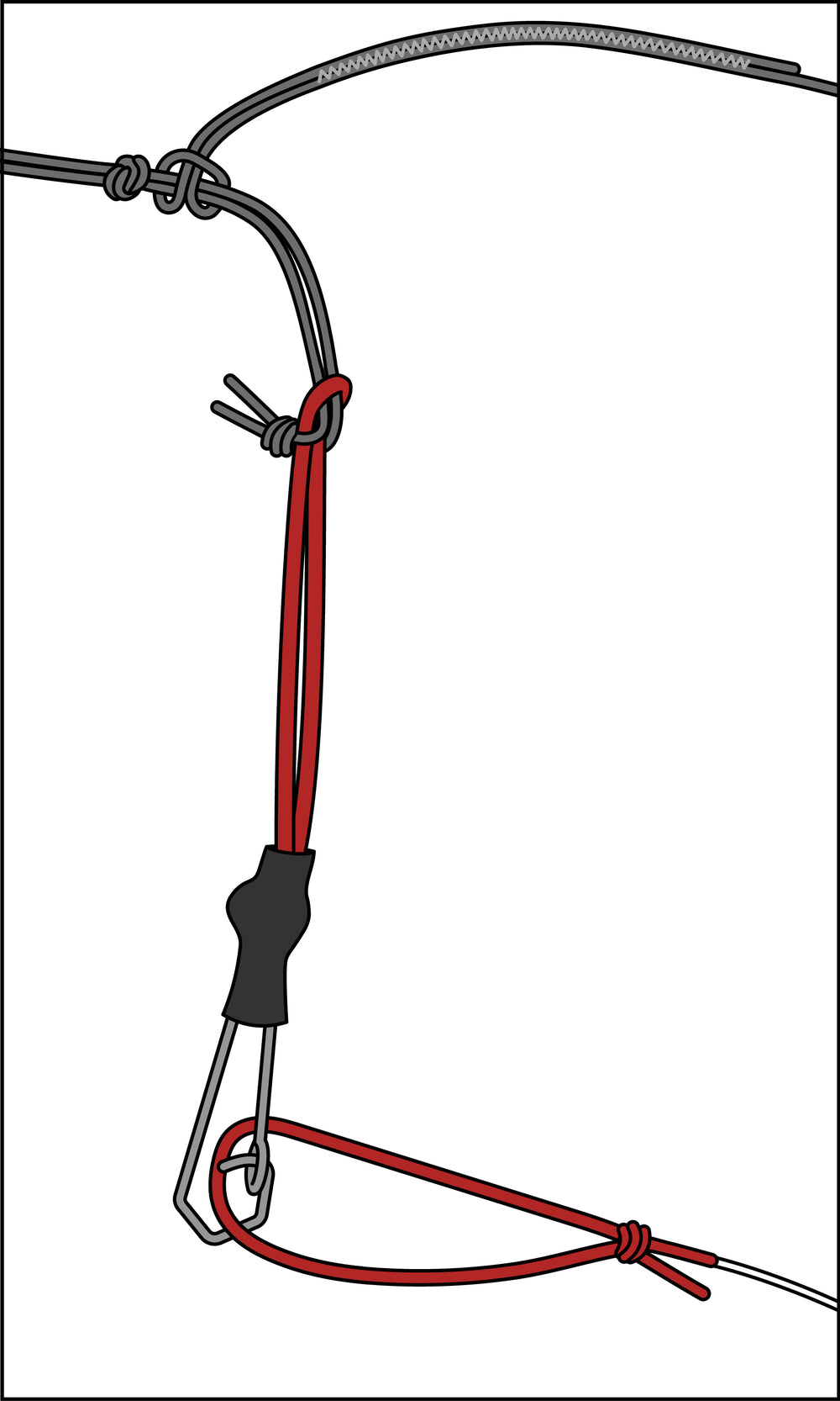 Flying line clipped to the Quantum's bridle pigtail.