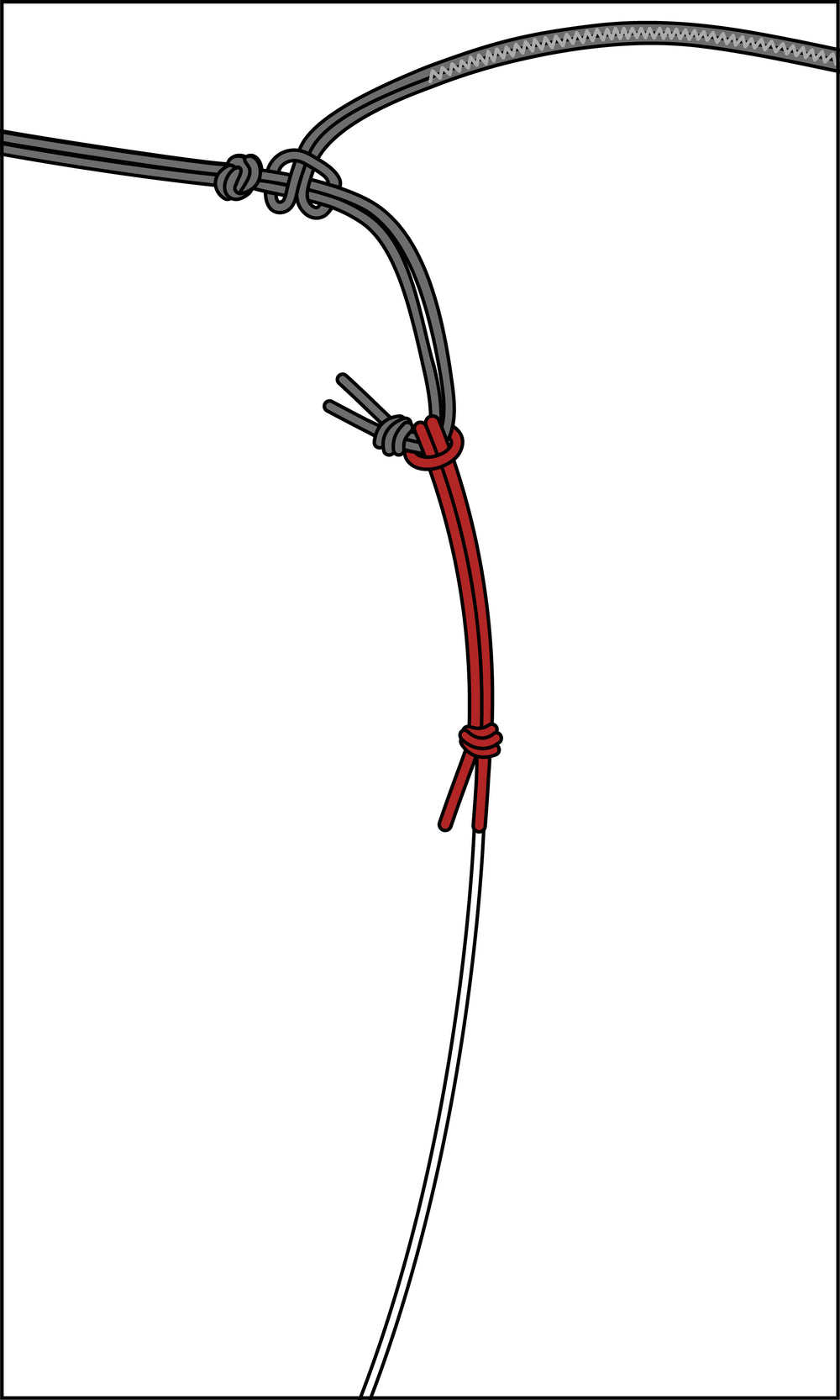 Flying line connected to the Quantum's bridle using a Lark's Head knot.