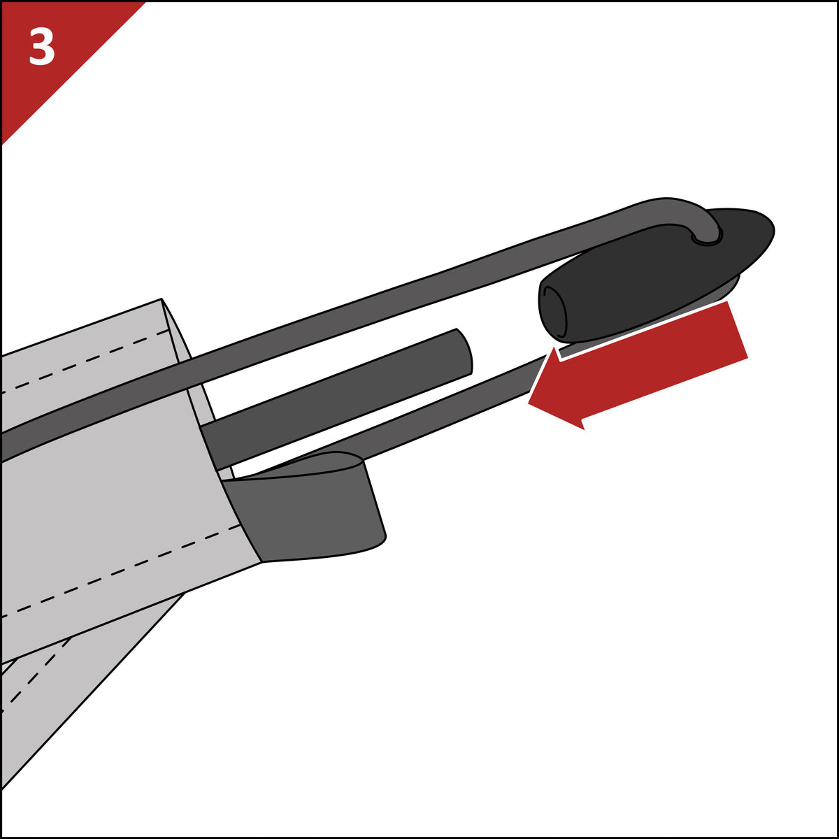Stretch the spine cap over the exposed rod end