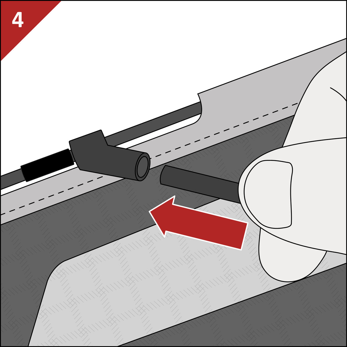Connect the spreader, pass it through the back loop, and seat it in both leading edge fittings