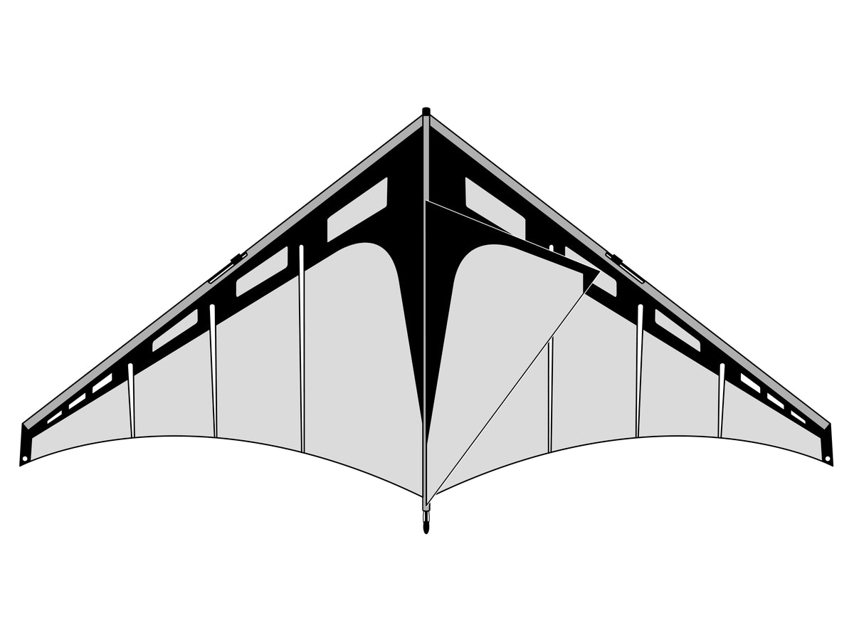 Kite laid flat before folding