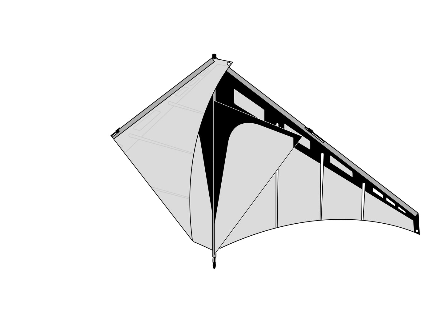 Fold one wingtip toward the nose