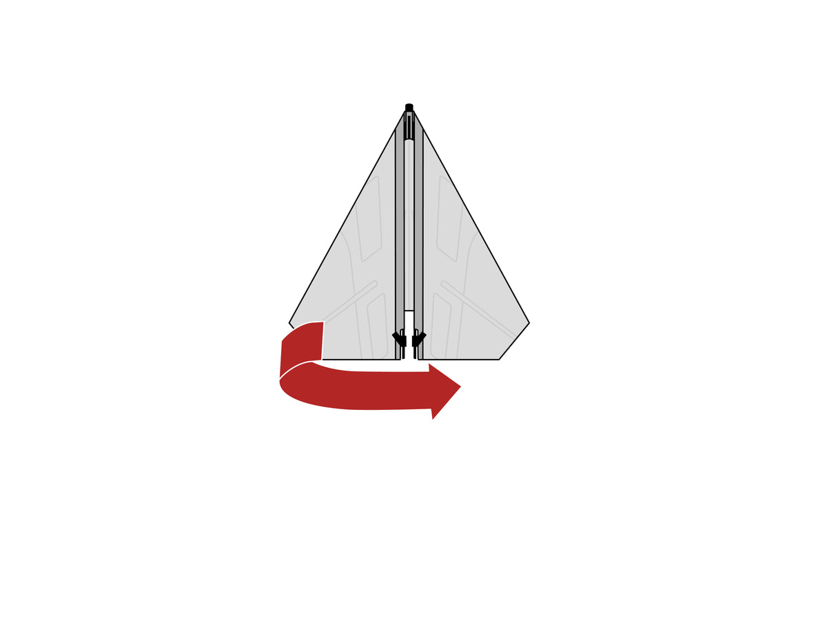 Roll the hanging sail fabric toward the rods