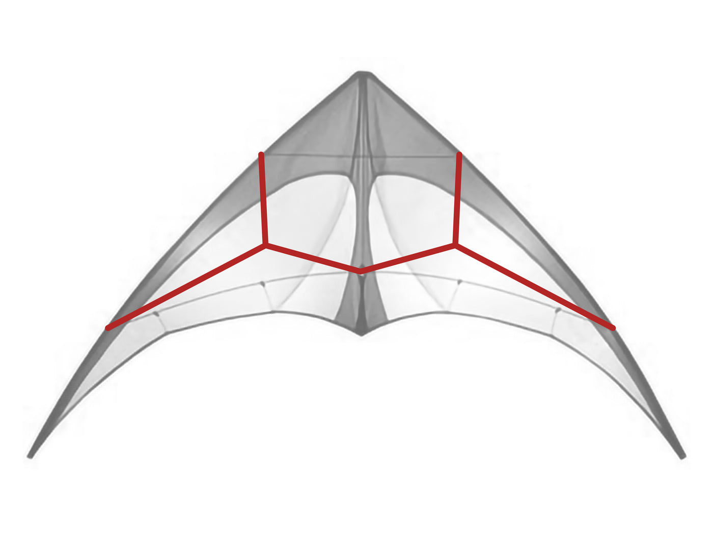 Diagram showing location of the 3D Bridle on the kite.