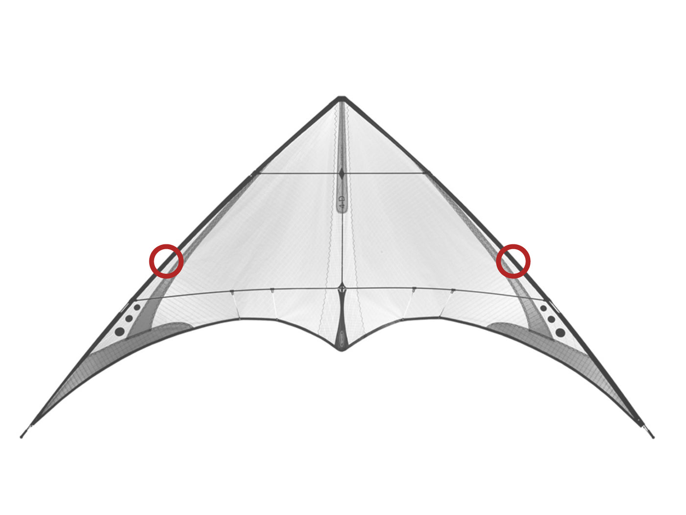 Diagram showing location of the 4-D Ferrule on the kite.