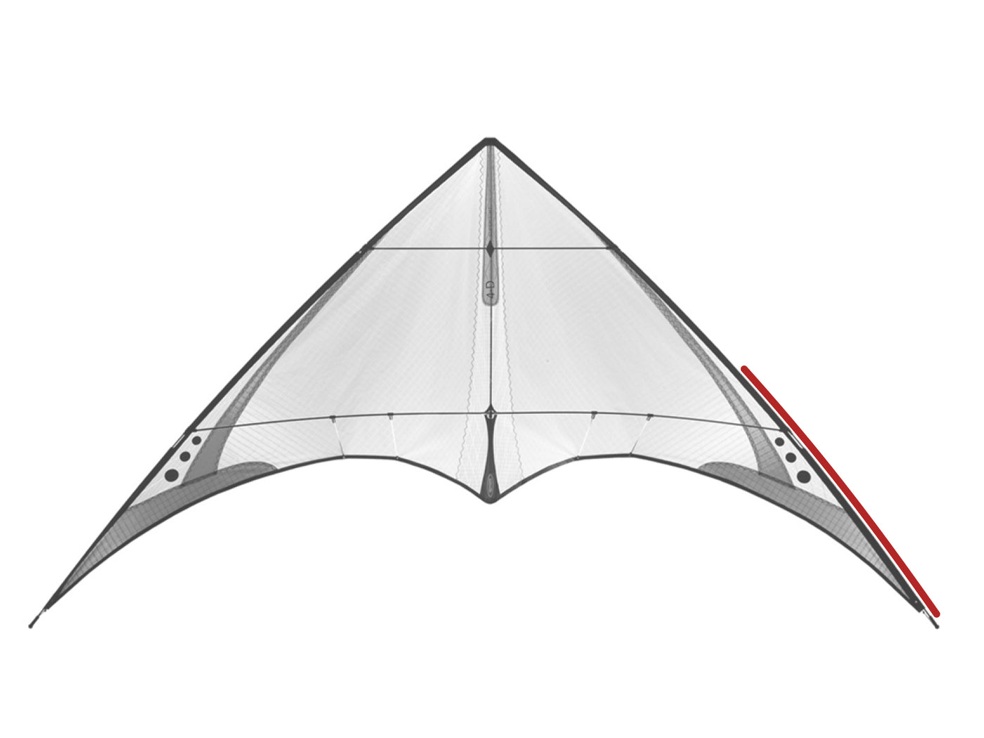 Diagram showing location of the 4-D Lower Leading Edge on the kite.