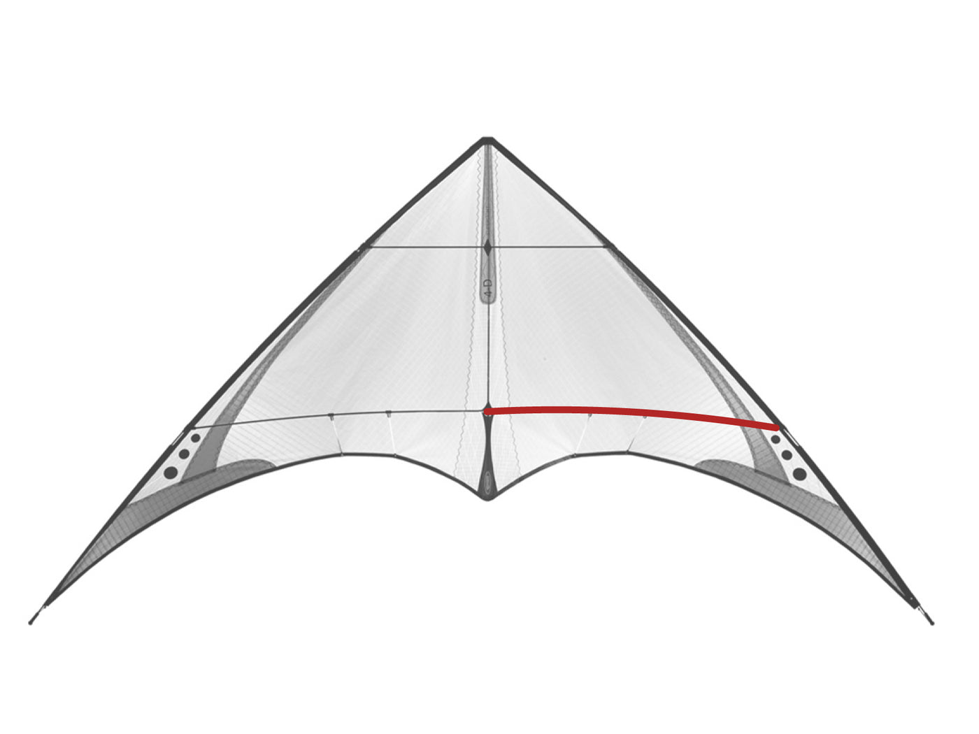 Diagram showing location of the 4-D Lower Spreader on the kite.