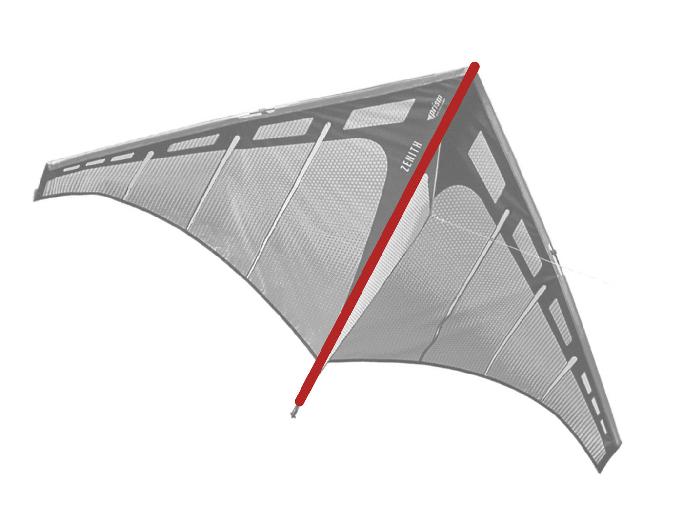 Diagram showing location of the Zenith 5  Spine on the kite.