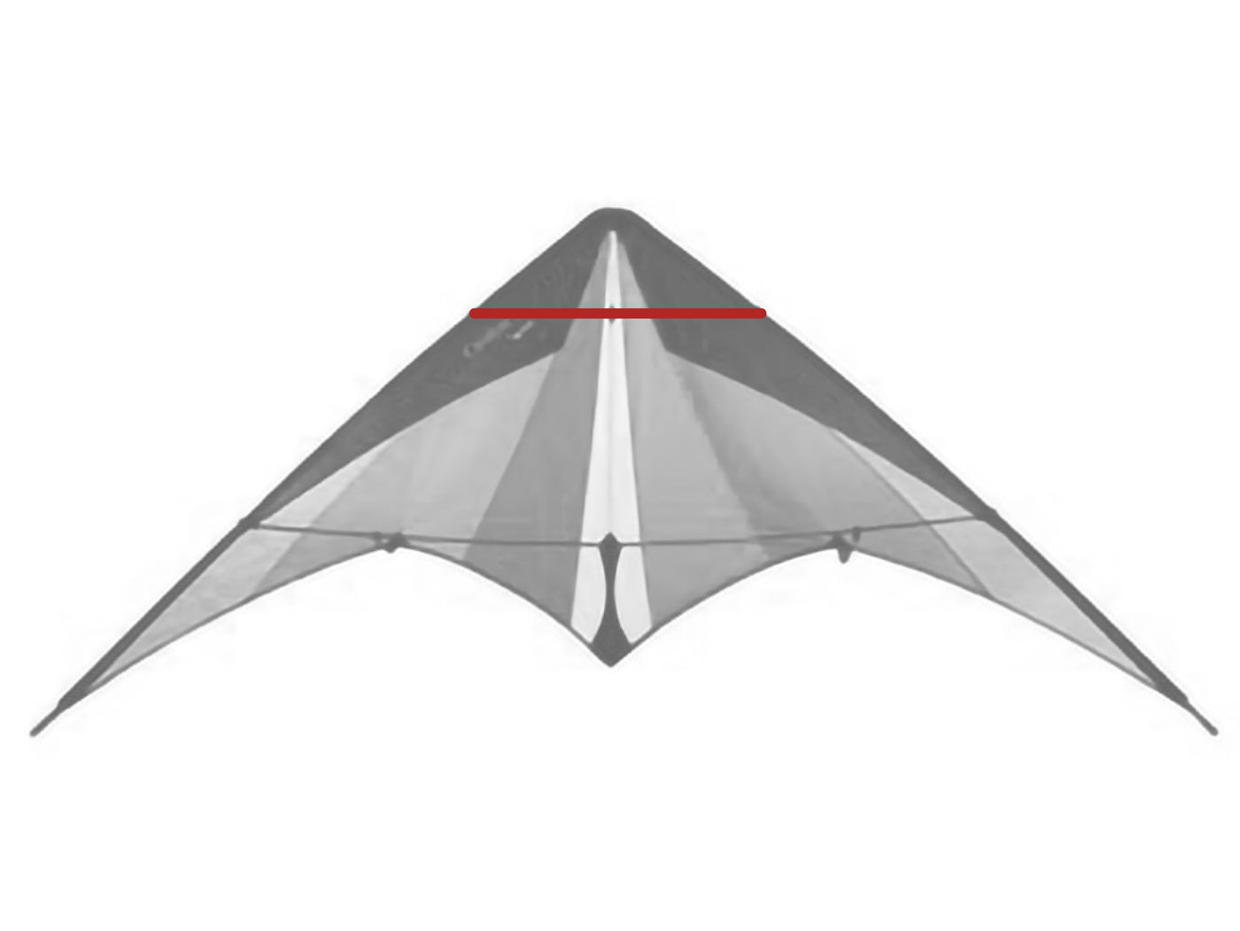 Diagram showing location of the Catalyst Upper Spreader on the kite.