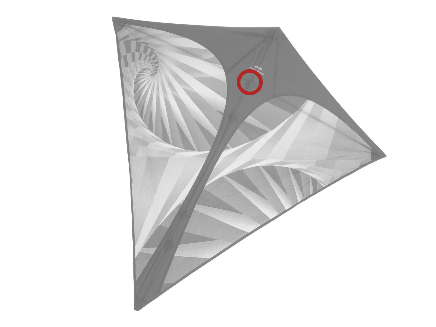 Diagram showing location of the Stowaway Diamond Center T on the kite.