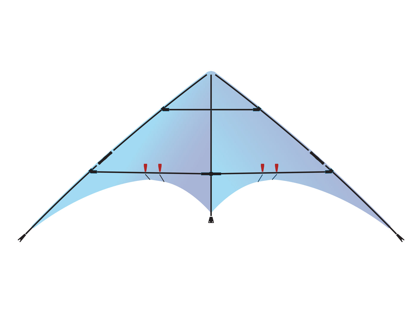Diagram showing location of the Illusion Standoff Fittings on the kite.