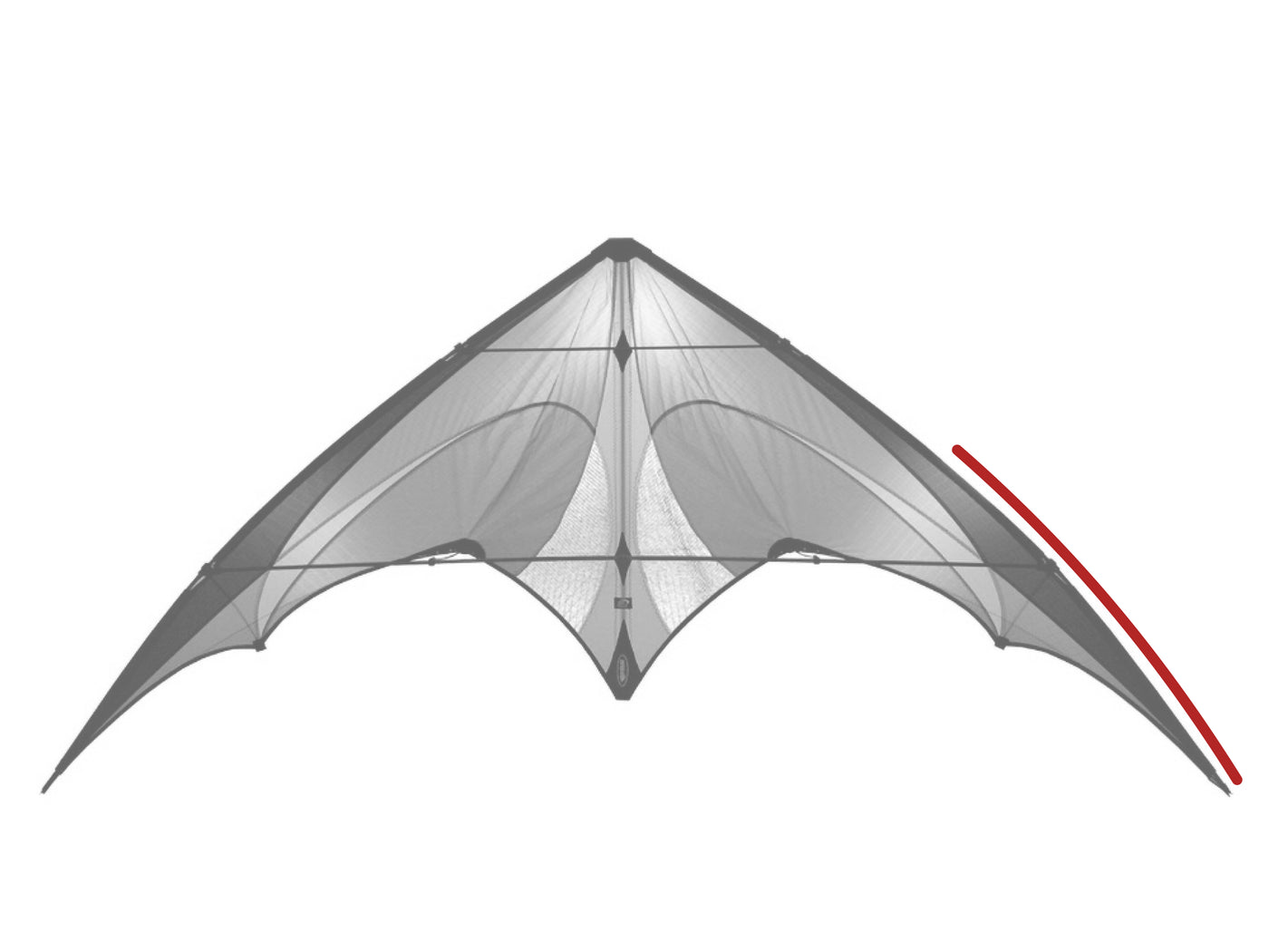 Diagram showing location of the E2 Lower Leading Edge on the kite.
