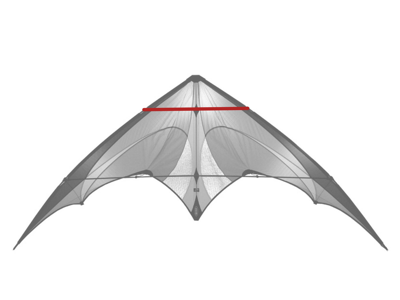 Diagram showing location of the E2 Upper Spreader on the kite.