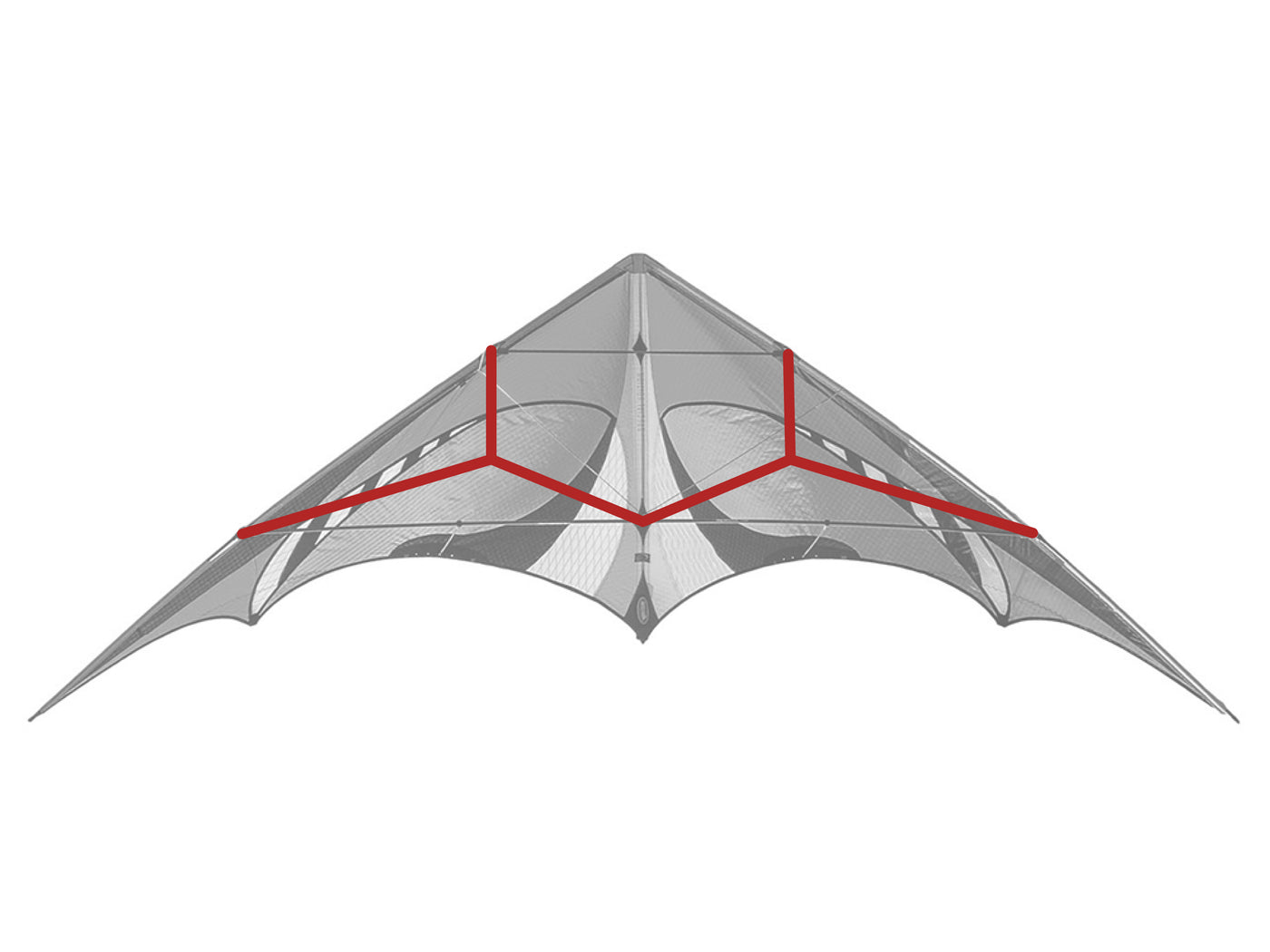 Diagram showing location of the E3 Bridle on the kite.