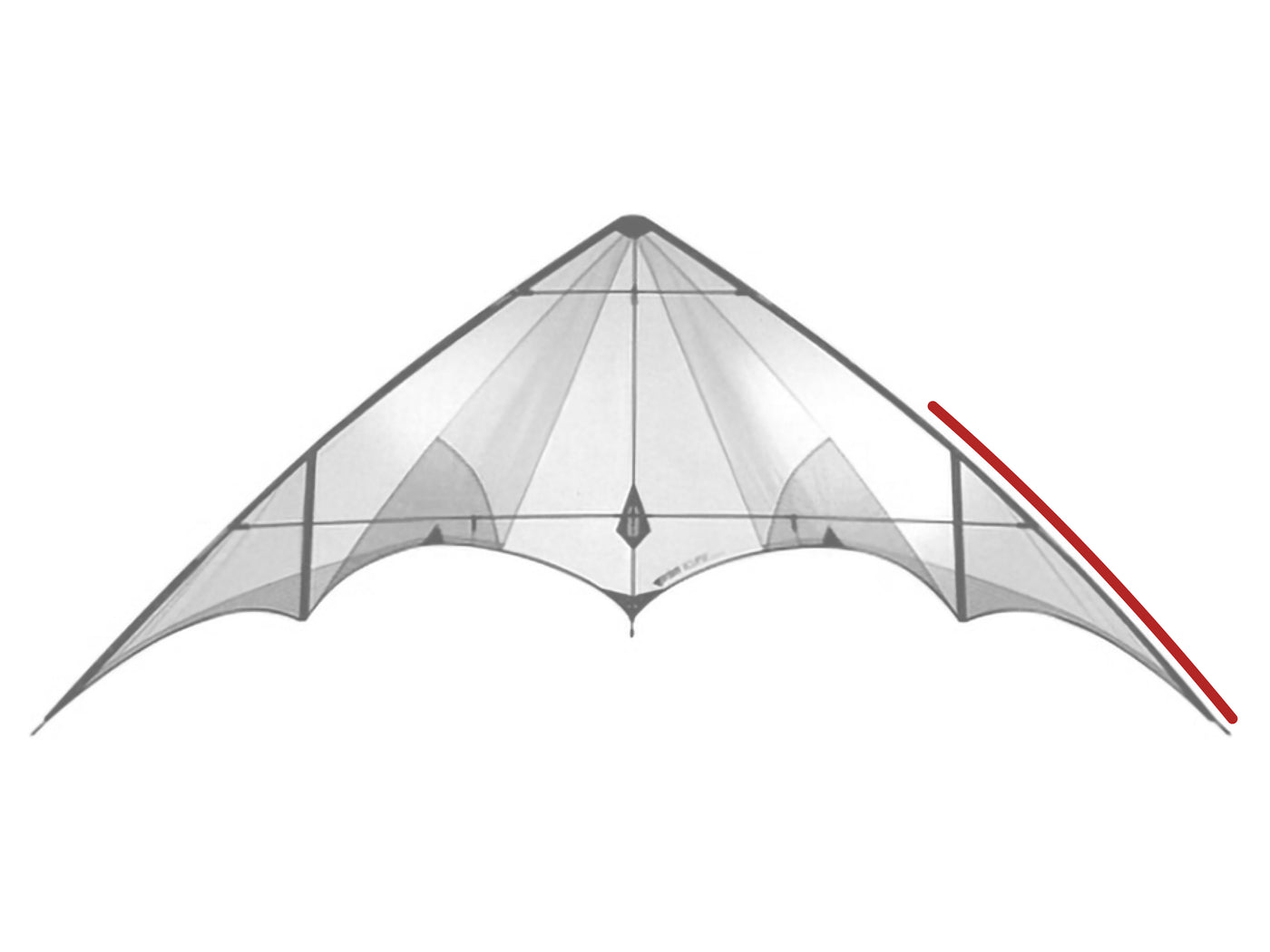 Diagram showing location of the Eclipse Vented Lower Leading Edge on the kite.