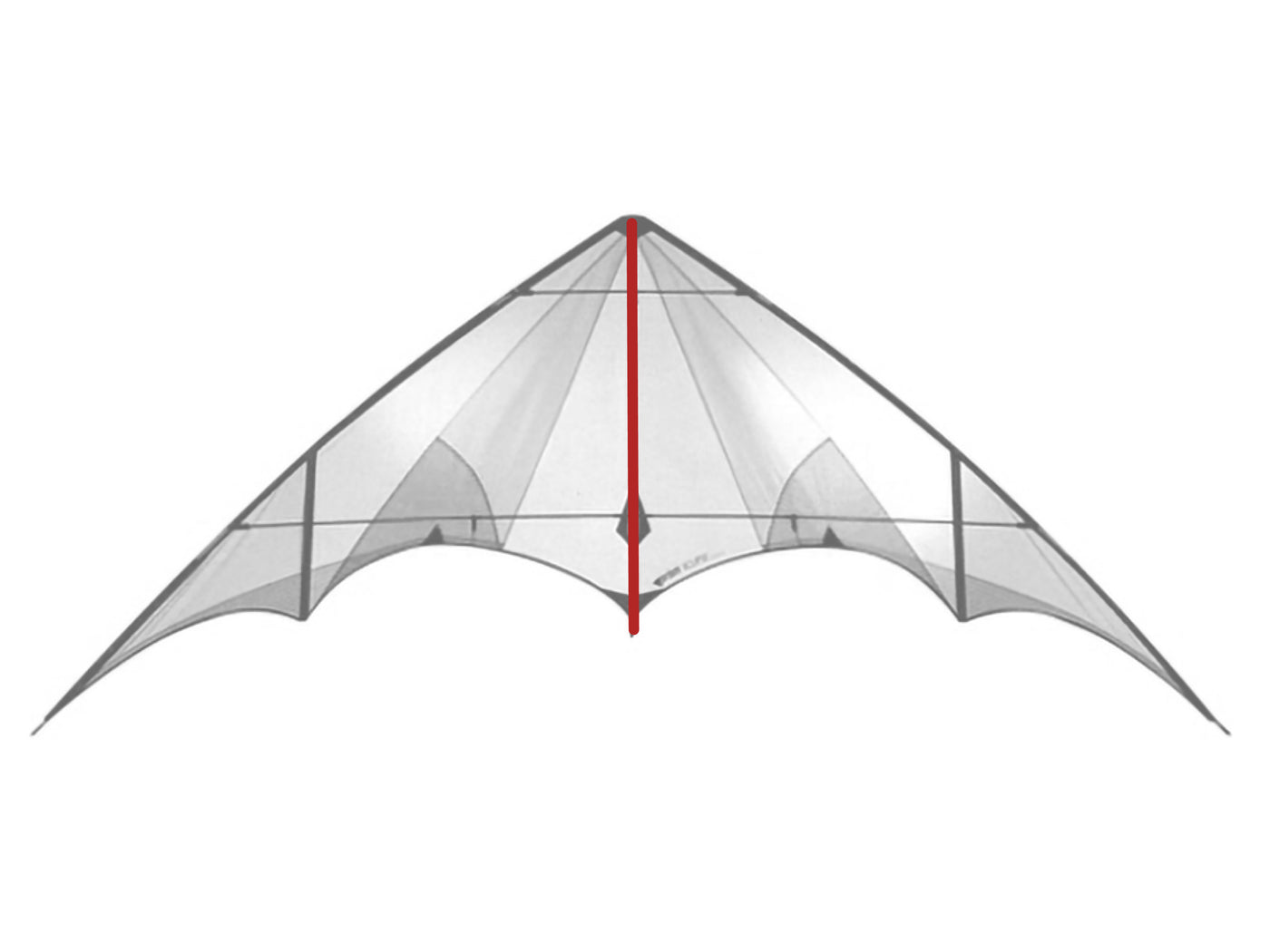 Diagram showing location of the Eclipse Vented Spine on the kite.