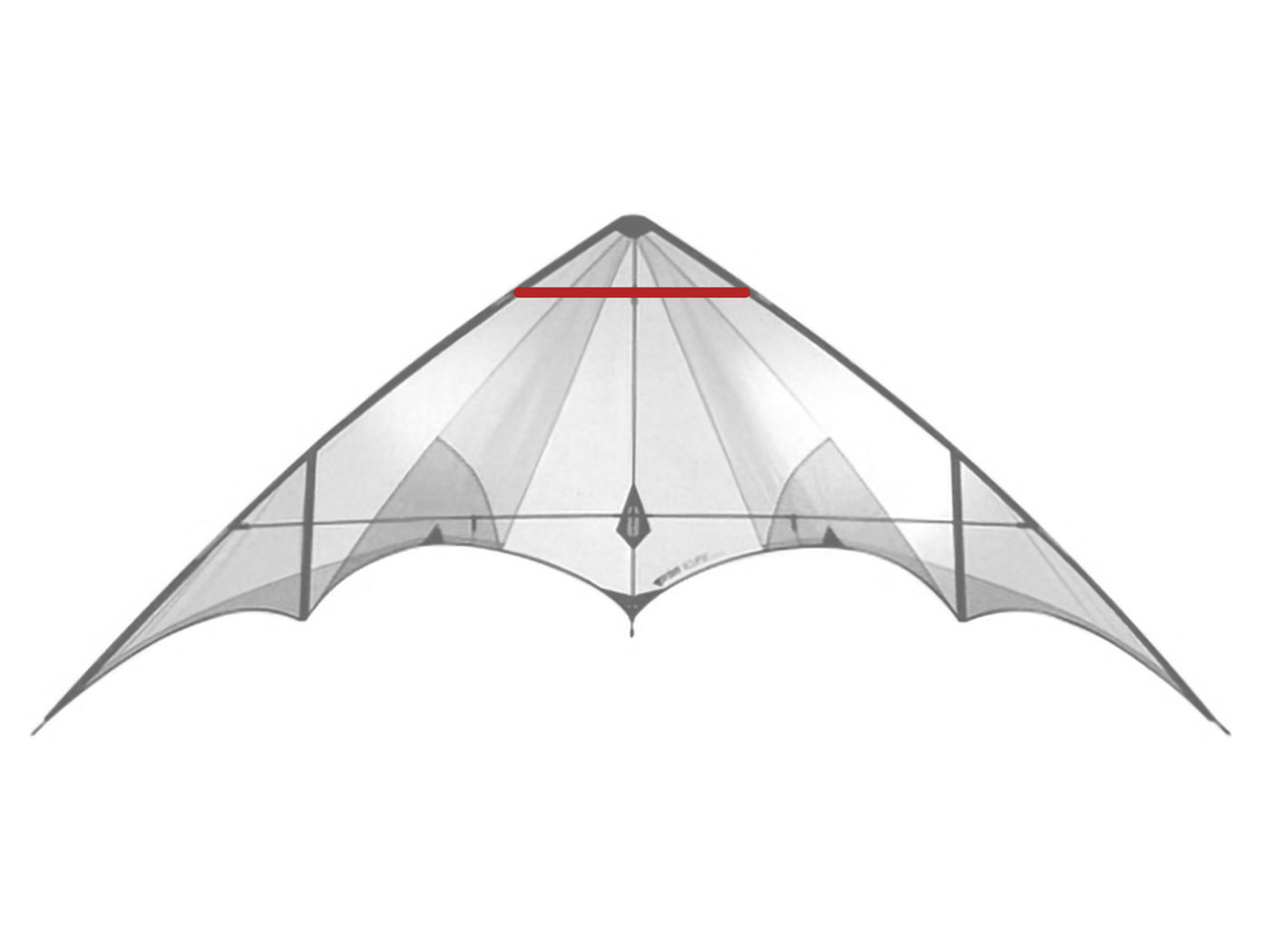 Diagram showing location of the Eclipse Vented Upper Spreader on the kite.