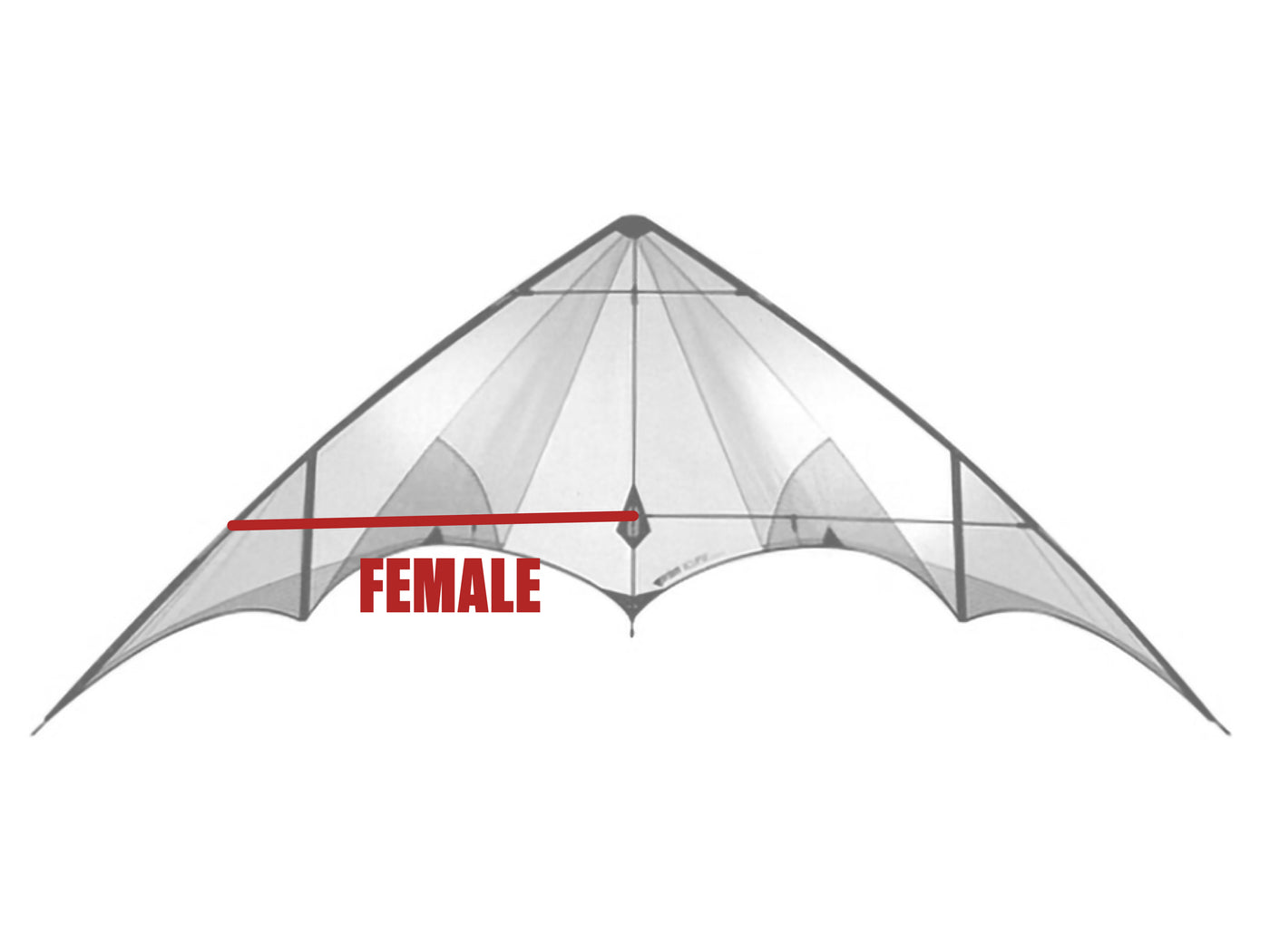 Diagram showing location of the Eclipse Vented Lower Spreader (Female) on the kite.