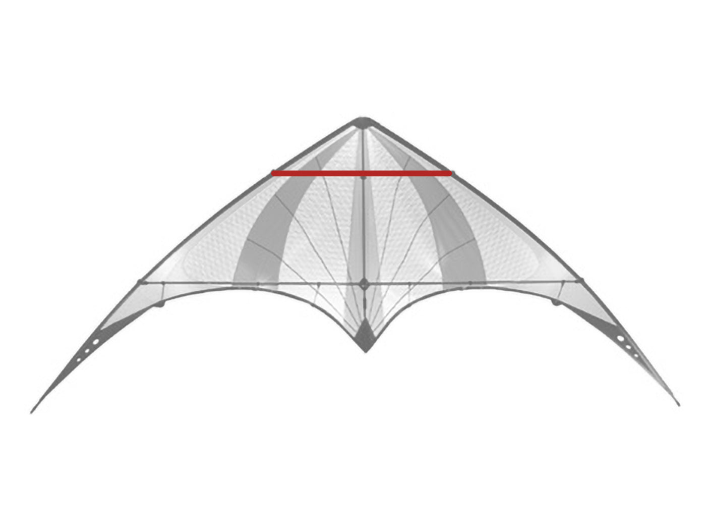 Diagram showing location of the Elixir Upper Spreader on the kite.