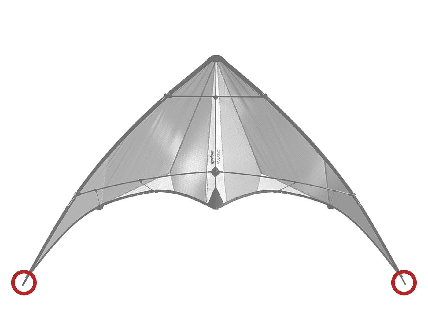 Diagram showing location of the Fanatic (1997) Wingtip Nocks on the kite.