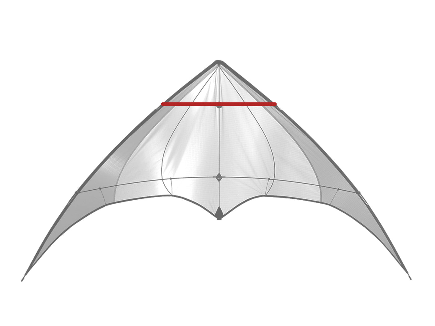 Diagram showing location of the Flashlight Upper Spreader on the kite.