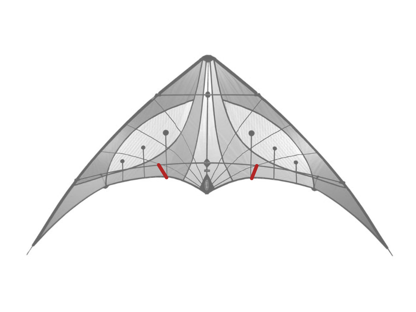 Diagram showing location of the I2K Standoffs (Inner) on the kite.