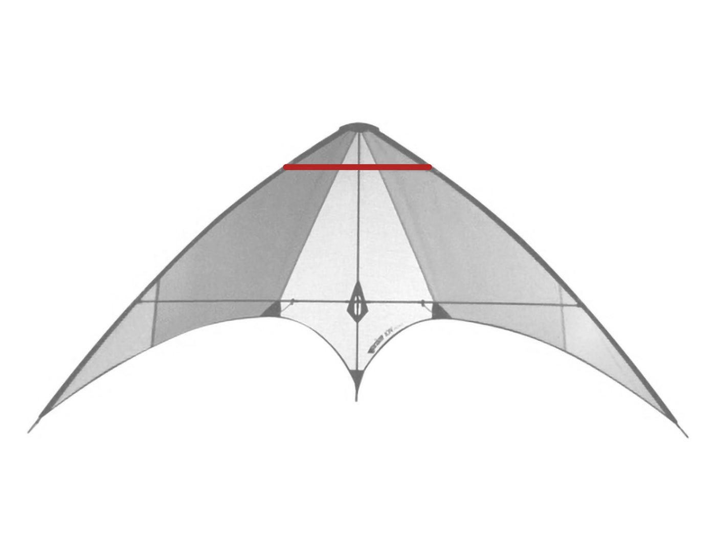Diagram showing location of the Ion Upper Spreader on the kite.