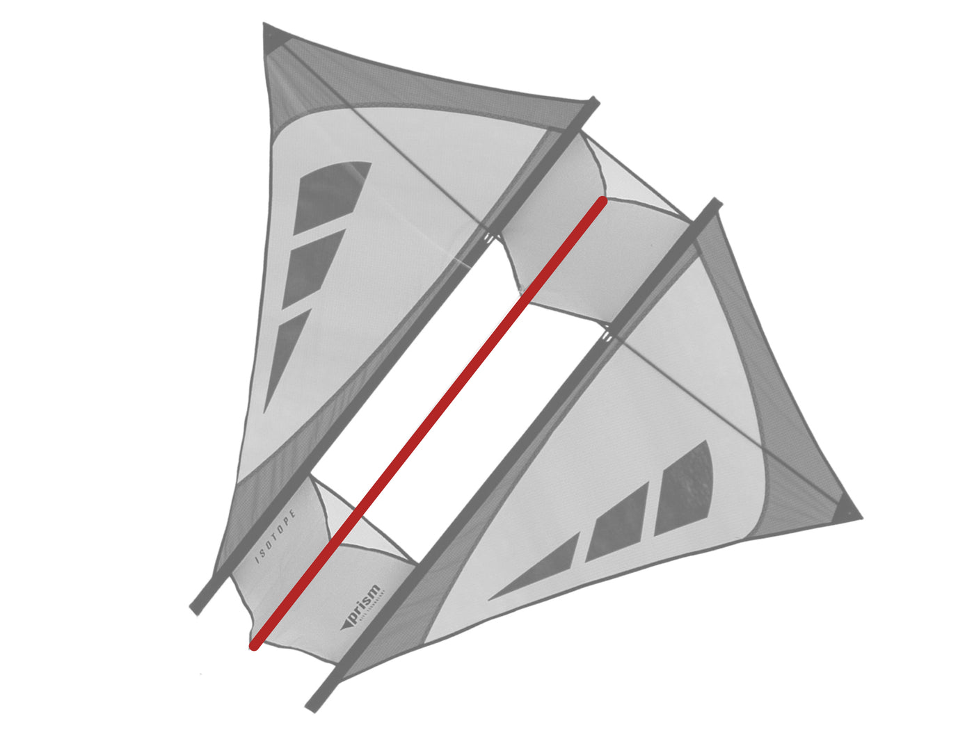 Diagram showing location of the Isotope Center Spine on the kite.