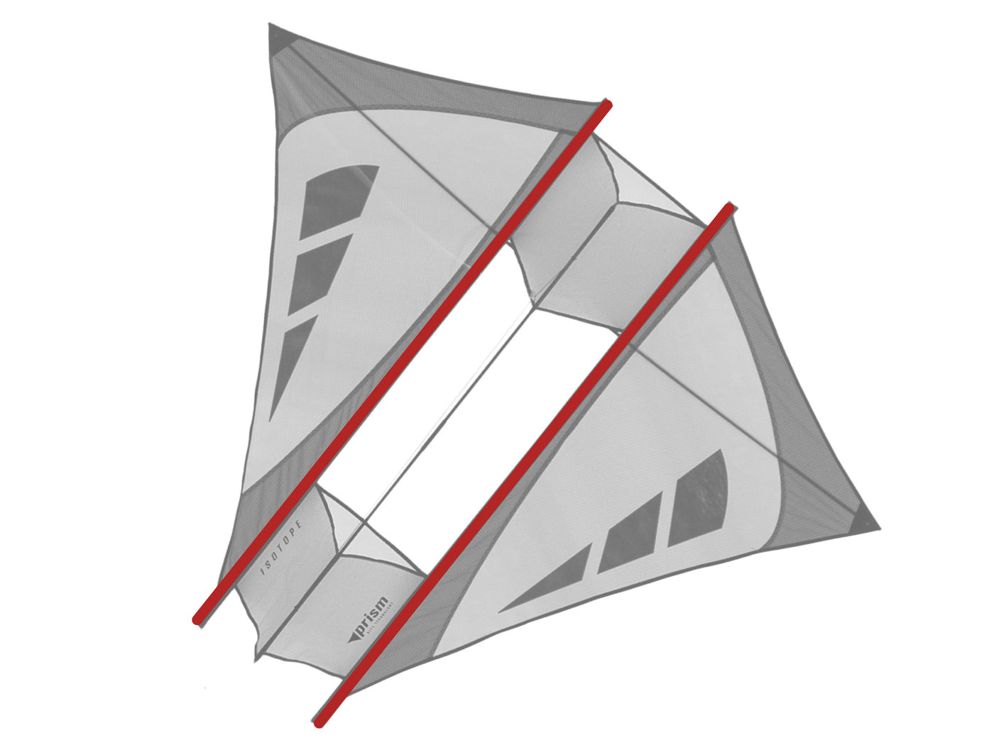 Diagram showing location of the Isotope Outer Spine on the kite.