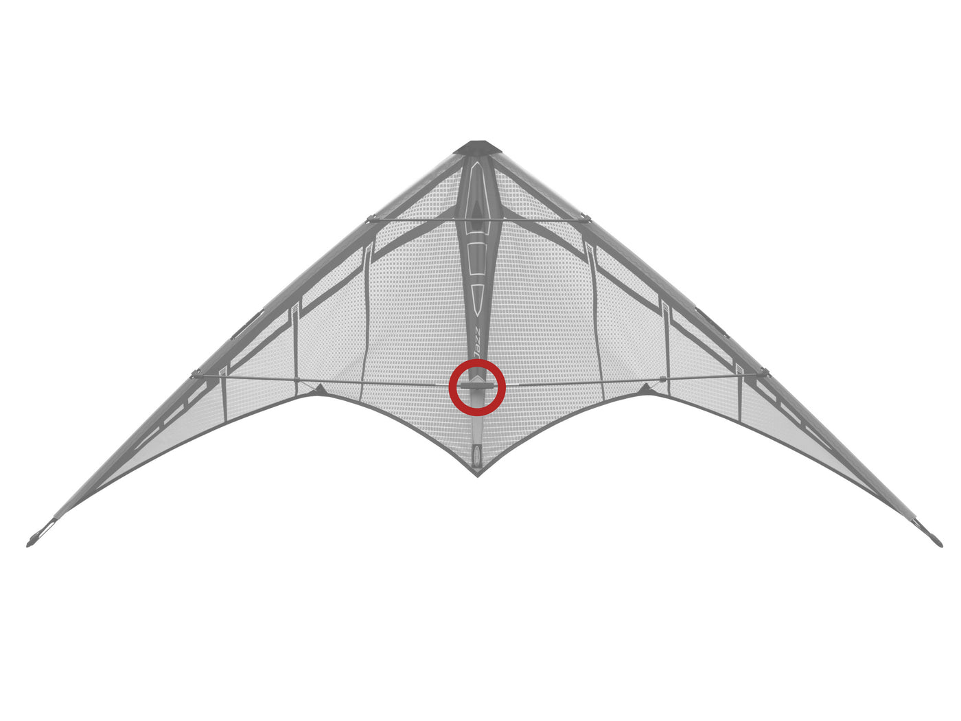 Diagram showing location of the Jazz Center T on the kite.