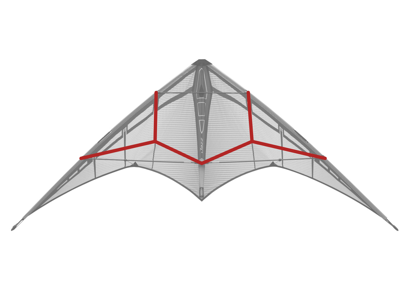 Diagram showing location of the Jazz Bridle on the kite.