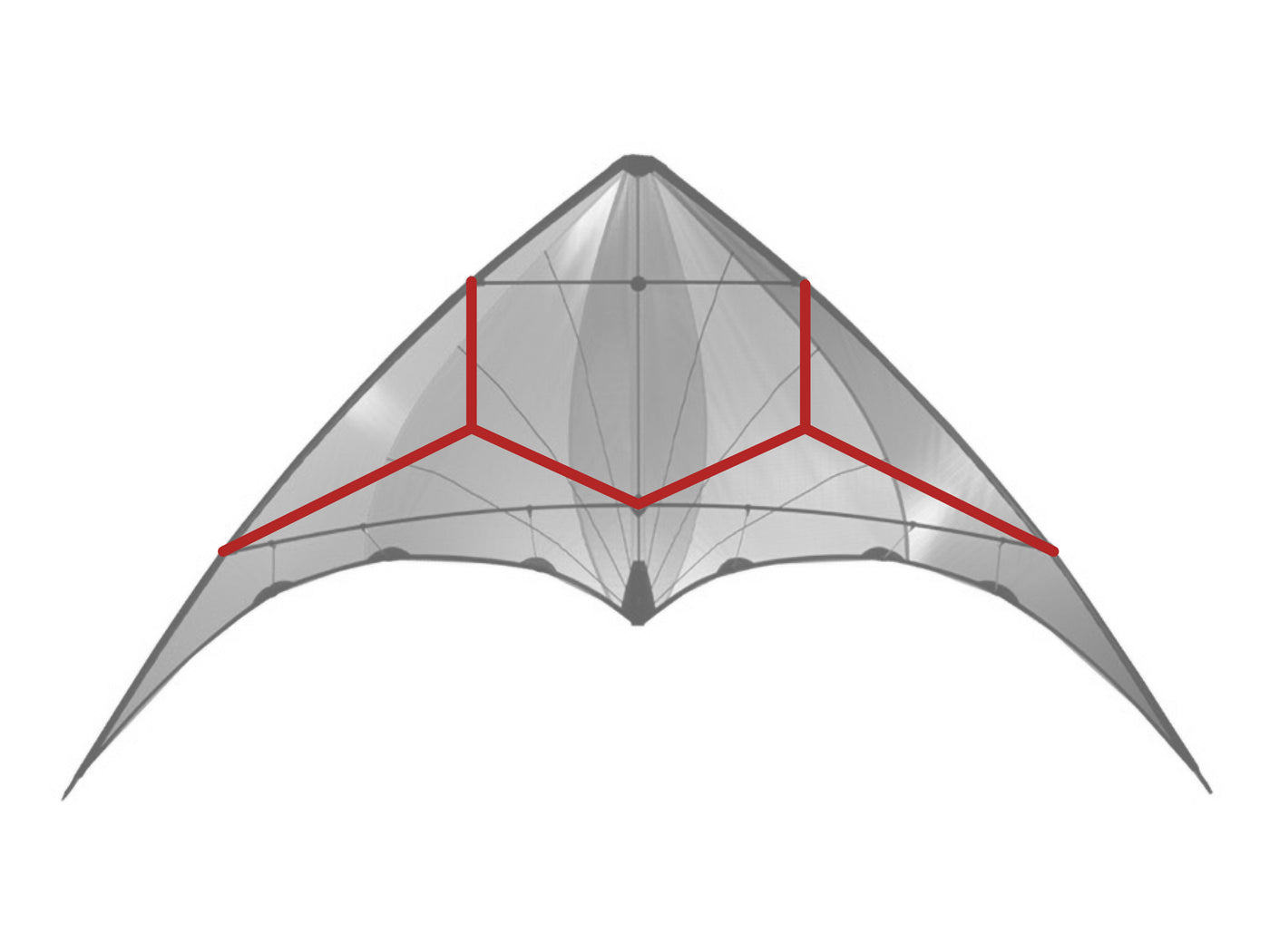 Diagram showing location of the Legacy Bridle on the kite.