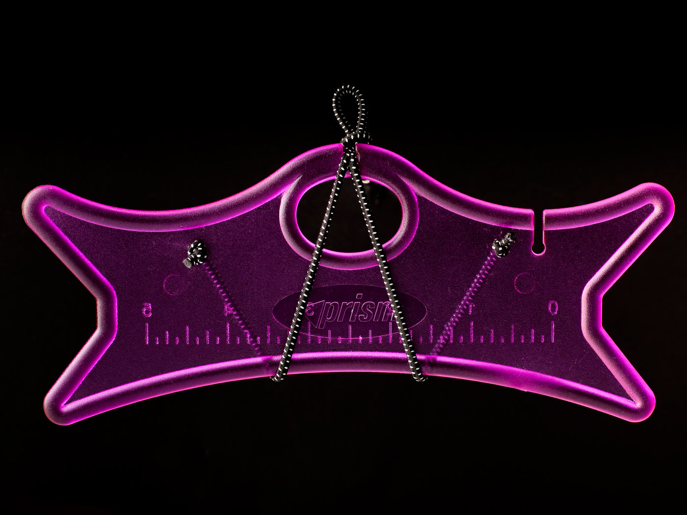 Purple dual-line winder on black background