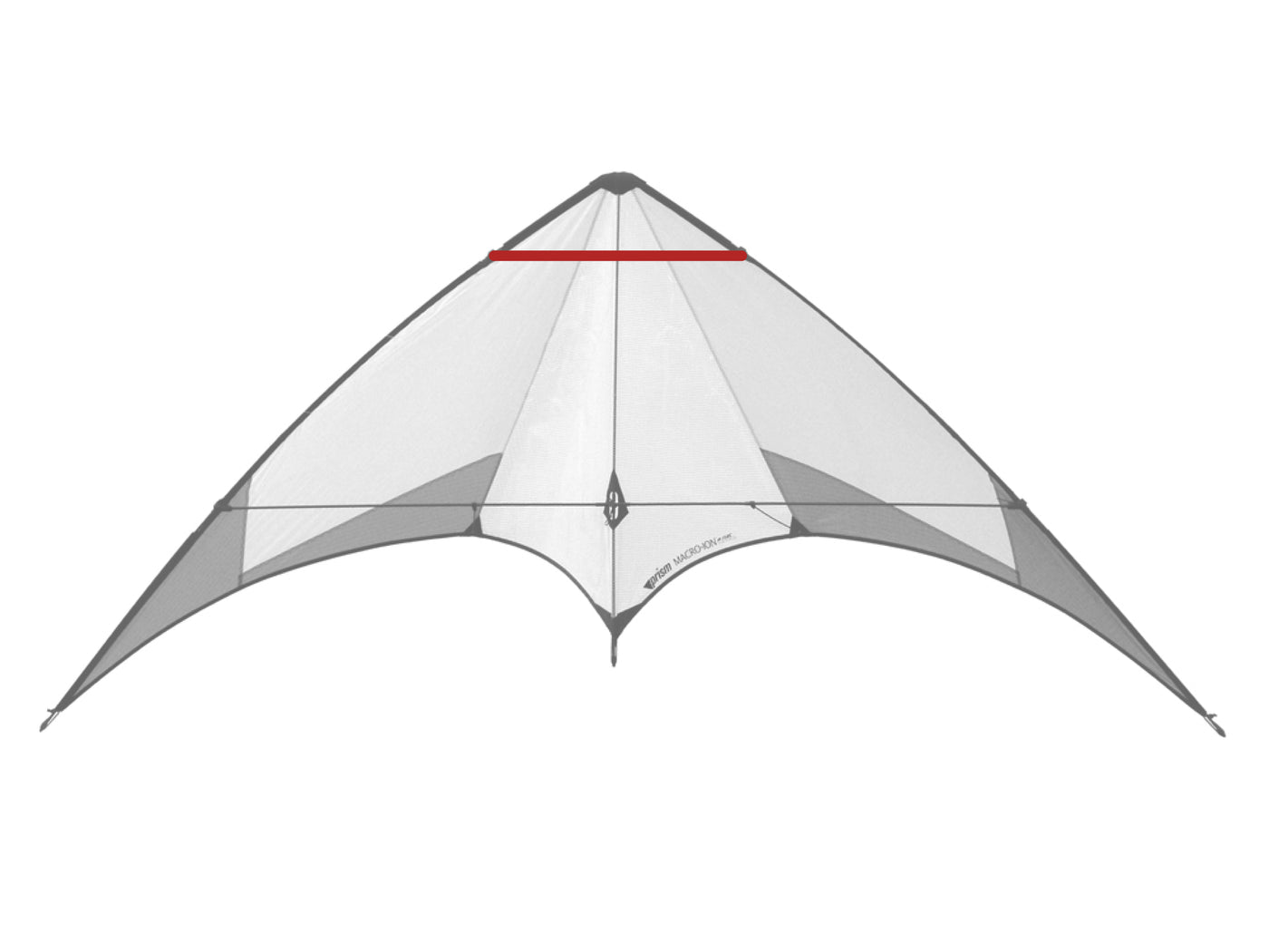 Diagram showing location of the Macro Ion Upper Spreader on the kite.